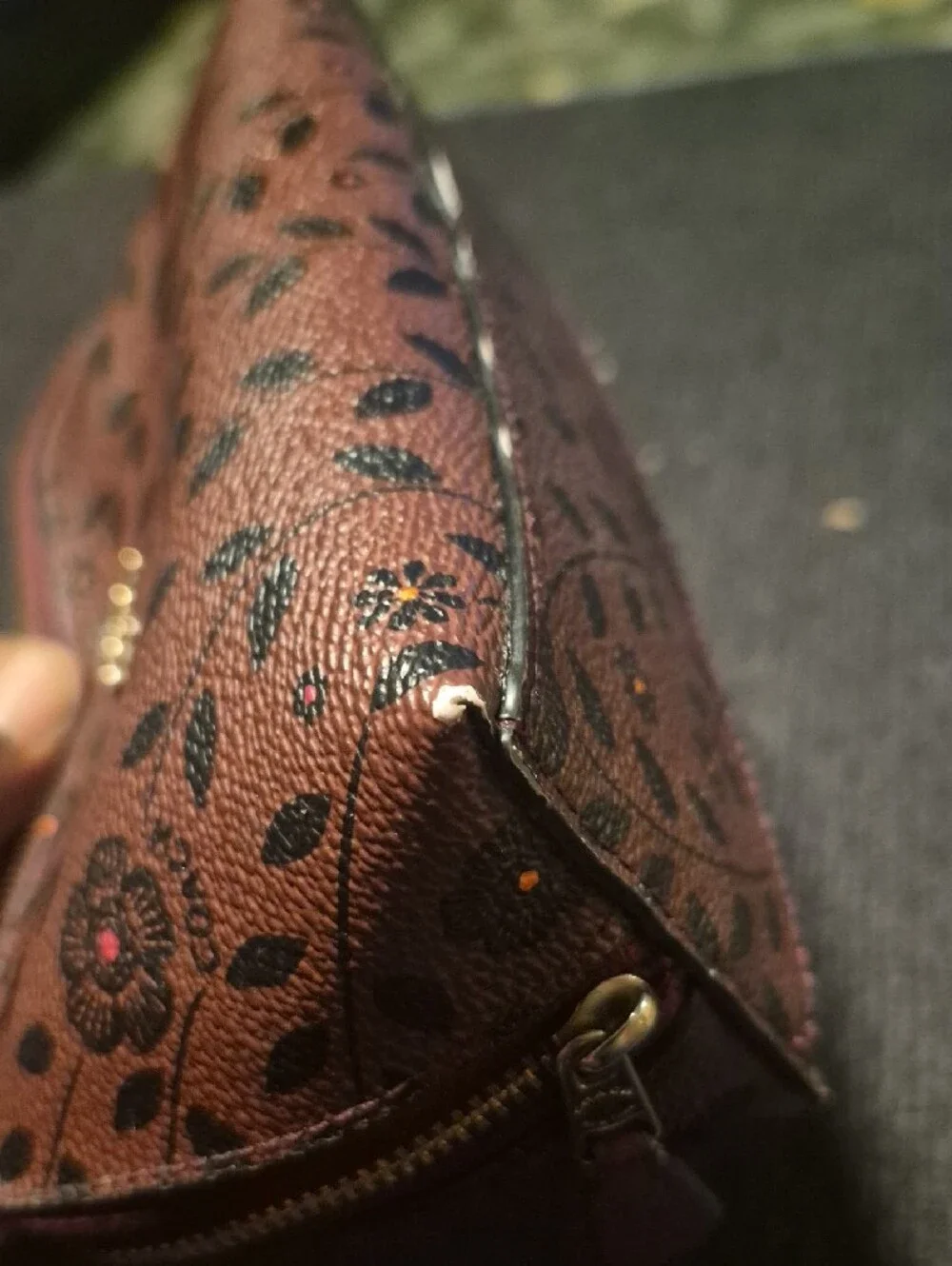 Coach Brown Willow Floral Print Leather Cosmetic Case with Gold Hardware
